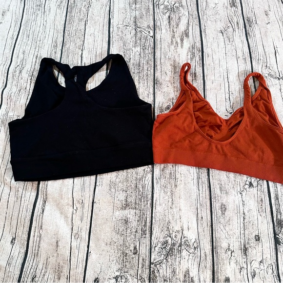 Lot of 2 Boody Bamboo Bras: Wireless Orange Bralette & Black Sports Bra, Medium - Picture 6 of 8